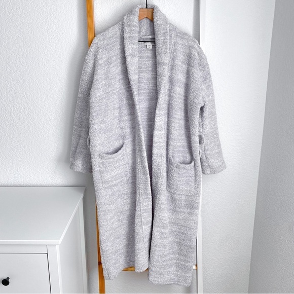 Barefoot Dreams CozyChic Heathered Adult Robe Heathered Stone Gray Wrap 1 - Picture 8 of 9